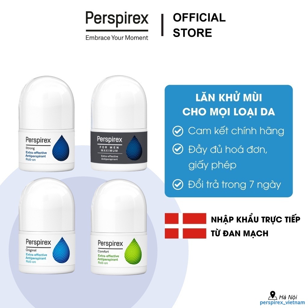 Lăn Nách Khử Mùi Perspirex Strong / Original / Comfort / For Men Cho Mọi Loại Da Từ Nhẹ Tới Nặng 20ml