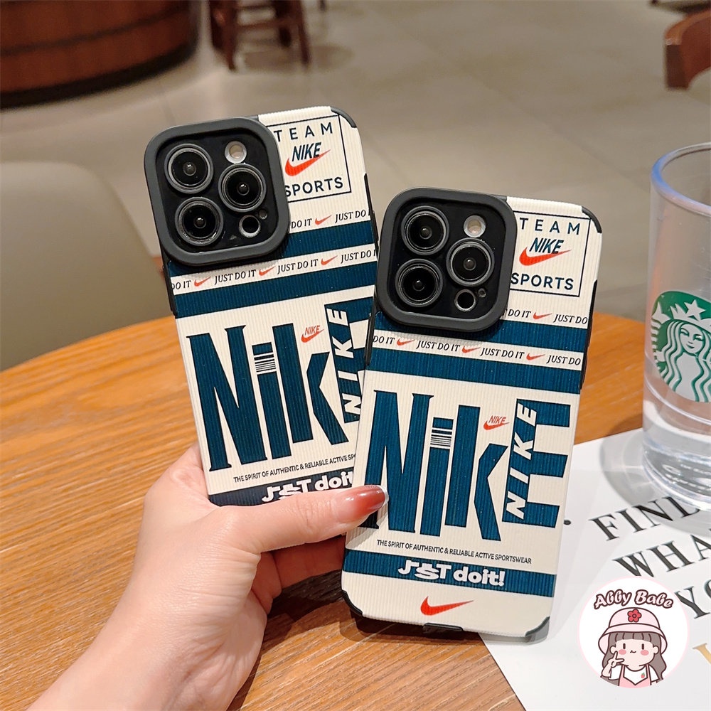 Ốp Điện Thoại Da Giả Viền TPU Dẻo Màu Xanh Dương Đậm In Chữ Độc Đáo Thời Trang Cho IPhone 14 Pro Max 11 12 11 Pro Max X 7Plus