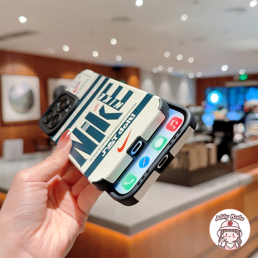 Ốp Điện Thoại Da Giả Viền TPU Dẻo Màu Xanh Dương Đậm In Chữ Độc Đáo Thời Trang Cho IPhone 14 Pro Max 11 12 11 Pro Max X 7Plus