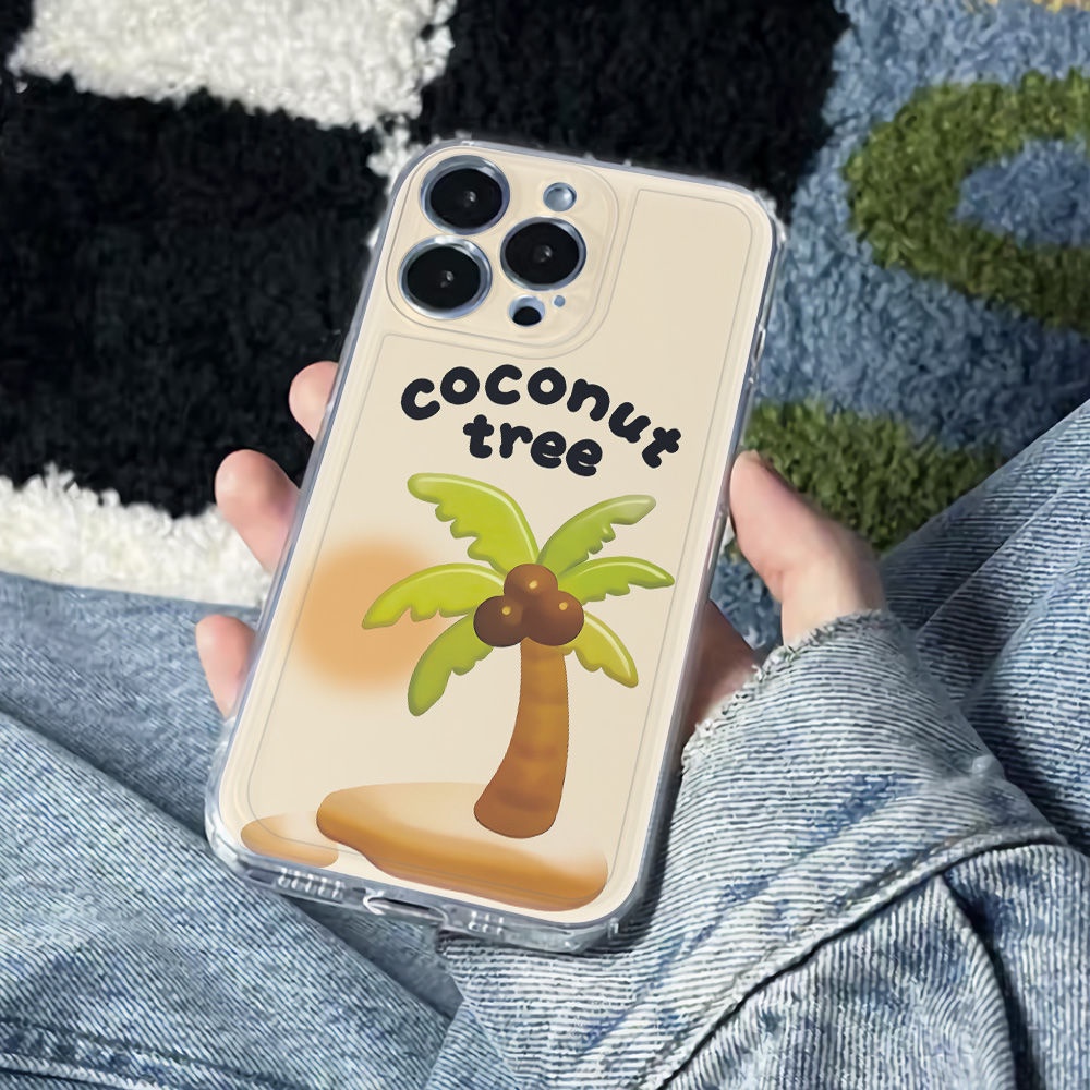 ✅Ốp Điện Thoại Mềm Chống Sốc In Hình Cây Dừa Cho Apple 14pro 7811 6Splus max13iPhone12 Sun WPL4
