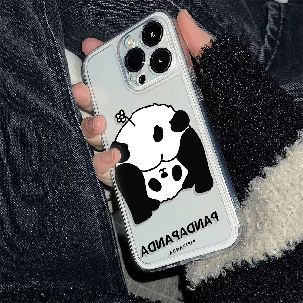 ✅Ốp Điện Thoại Mềm Chống Sốc 6In Hình Gấu Trúc Và Hoa Đơn Giản Cho iPhone1214pro13 max1178plus C4SE