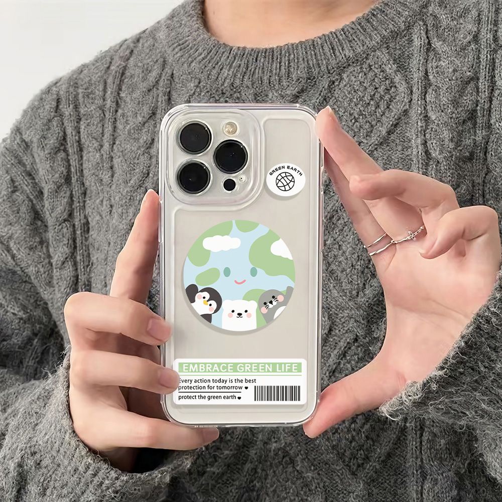 ✅Ốp Điện Thoại Mềm Chống Sốc Đơn Giản Bảo Vệ Môi Trường Cho Iphone 78Max14Pro6In Earth plus 1311iPhone12 SU1U