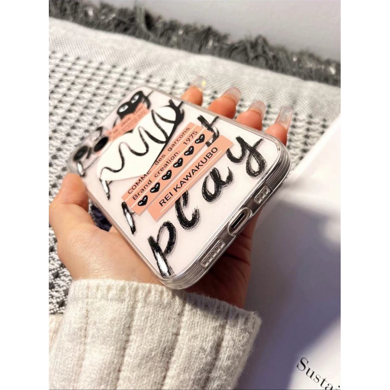 ✅Ốp Điện Thoại Trong Suốt Họa Tiết Trái Tim Graffiti Viền Thẳng Độc Đáo Cho Iphone 13 / plus14pro 7 max 12 8 / / xrxs YL8N