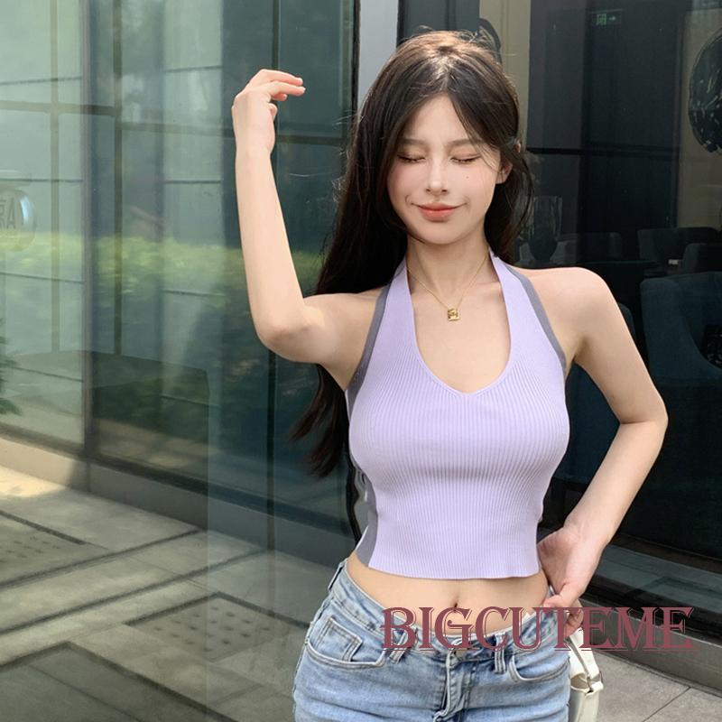 Áo Tank Top Không Tay Màu Sắc Tương Phản Thời Trang Mùa Hè Cho Nữ