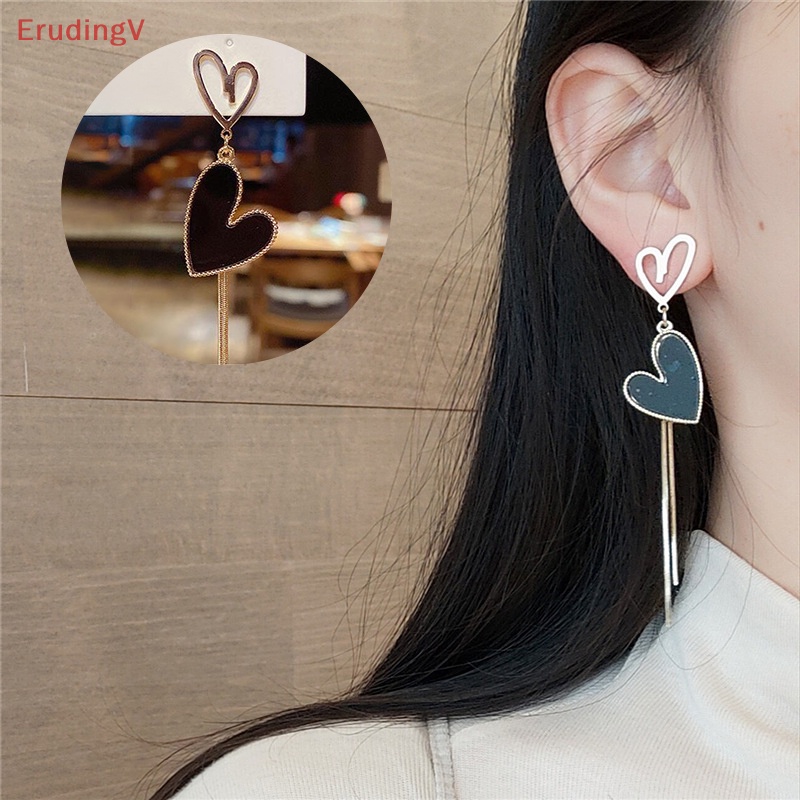 1 Đôi Bông Tai Dài Hình Trái Tim Màu Vàng Thời Trang Dành Cho Nữ