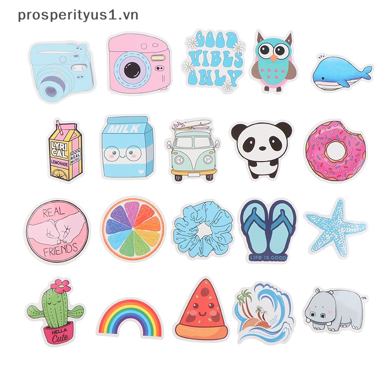 1 [prosperityus1] 100 Miếng Dán Vinyl Chống Nước Trang Trí Xe Hơi Laptop
