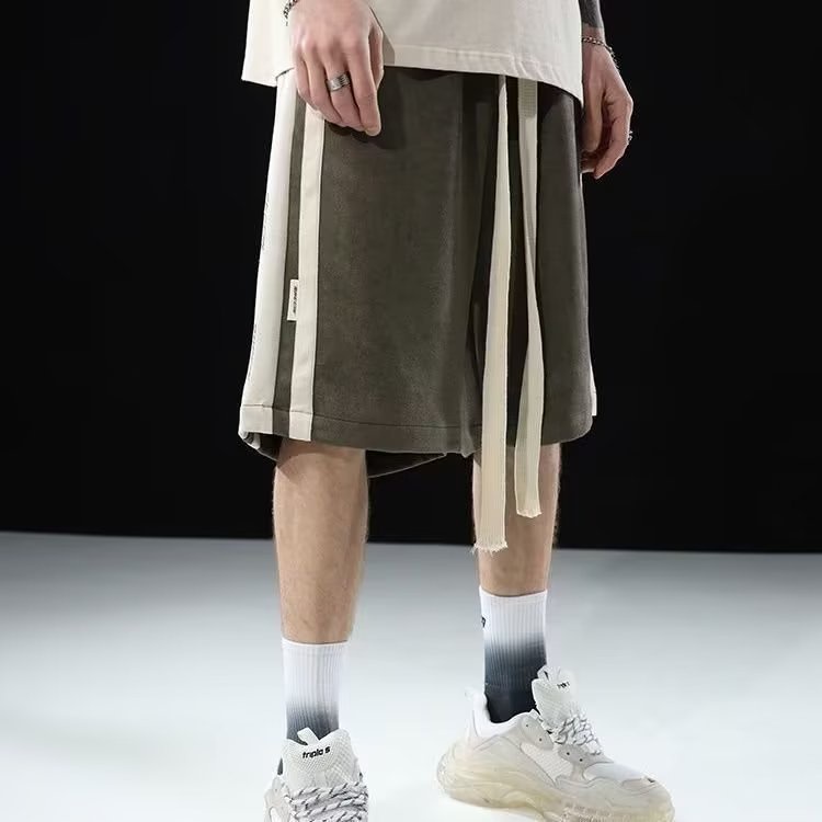 Quần Short Thể Thao Da Lộn Phong Cách Retro Đường Phố Mỹ Thời Trang Mùa Hè Cho Nam