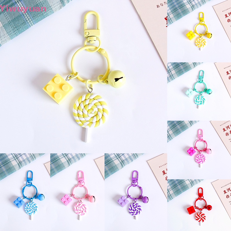 Móc Khóa Hình Kẹo Mút Phối Chuông Nhiều Màu Sắc Dễ Thương Trang Trí Ba Lô / Ô Tô Mới