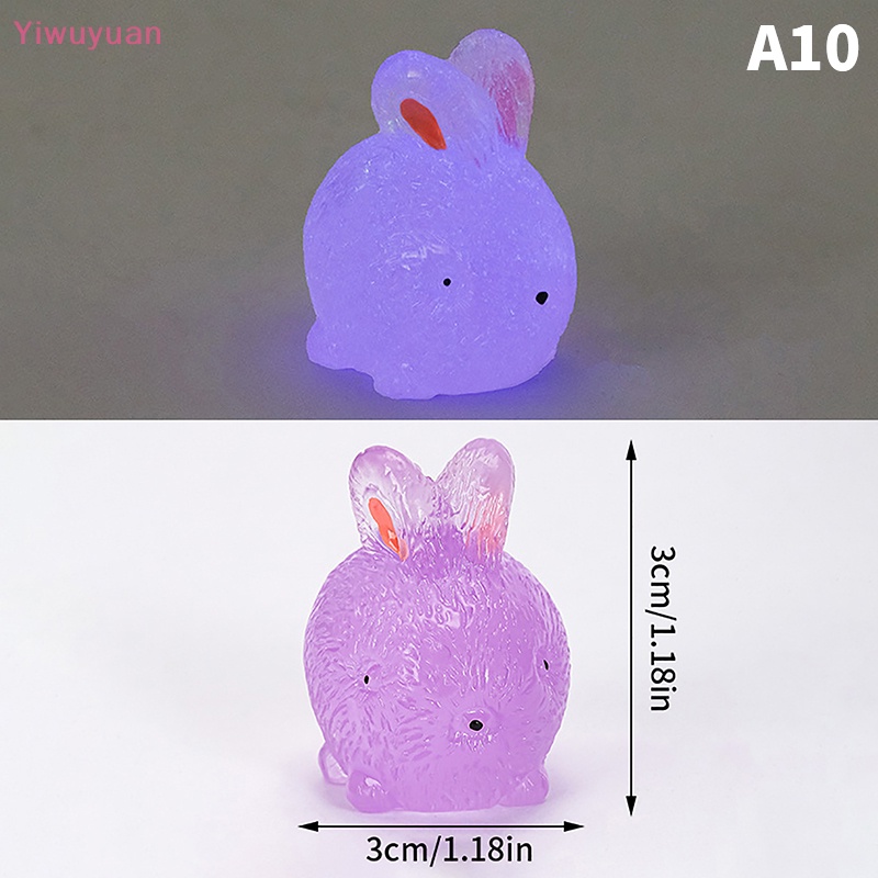 Bộ 2 Đồ trang trí Thỏ Mini Bằng Nhựa Resin Phát Quang Trang Trí Tiểu Cảnh Mới
