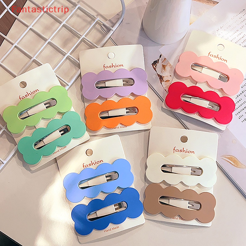 Set 2 Kẹp Tóc 8cm Màu Trơn Dễ Thương Dành Cho Nữ