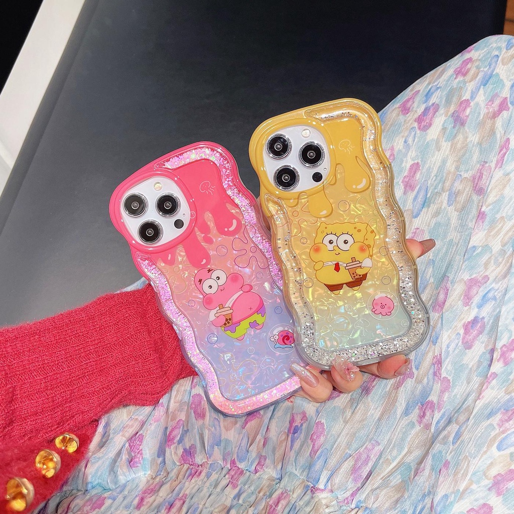 Ốp Điện Thoại TPU Dẻo Dạng Cát Chảy Họa Tiết Hoạt Hình Spongebob Patrick Star Cho iPhone 12 13 14 Pro Max