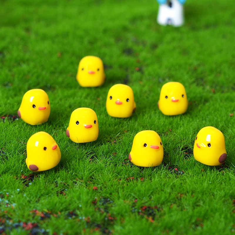 Phụ Kiện Trang Trí Xe Hơi / Nhà Cửa Hình Gà Con Hoạt Hình Mini Màu Vàng Bằng Nhựa Resin Đa Năng Sáng Tạo
