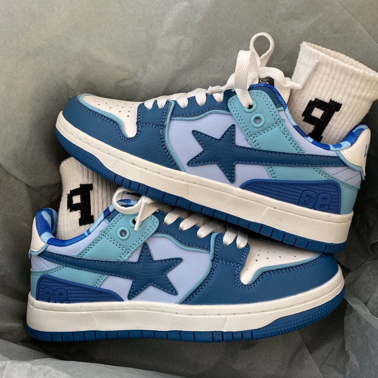 Giày Trượt Ván ins Hình Ngôi Sao Xanh Dương Màu Sắc Chống Va Chạm Luyện Tập ins Cho Nữ Sinh