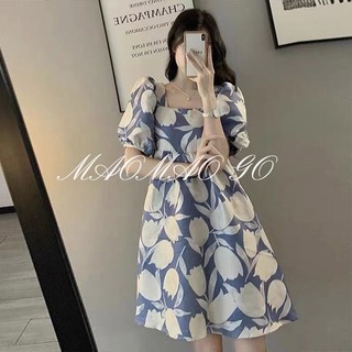   Đầm Tay Phồng Dài Vừa In Họa Tiết Thời Trang Pháp Chất Lượng Cao Cho Nữ