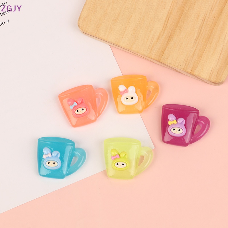 Set 5 Phụ Kiện Trang Trí Điện Thoại Hình Cốc Nước Dạ Quang Dễ Thương DIY Mới