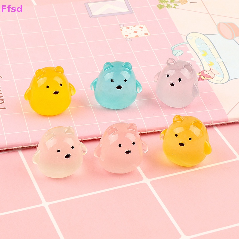 {Ffsd} Mặt Dây Chuyền Resin Ba Chiều Mini Hình Gấu Bằng Nhựa Resin Phát Quang DIY Trang Trí Móc Khóa * Hàng Bán Chạy