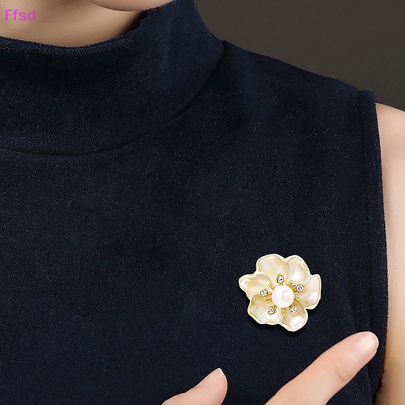 {Ffsd} Ghim Cài Áo Cardigan Hình Hoa Trà Thời Trang Vintage Nhẹ Nhàng Khí Chất Corsage * Bán Chạy