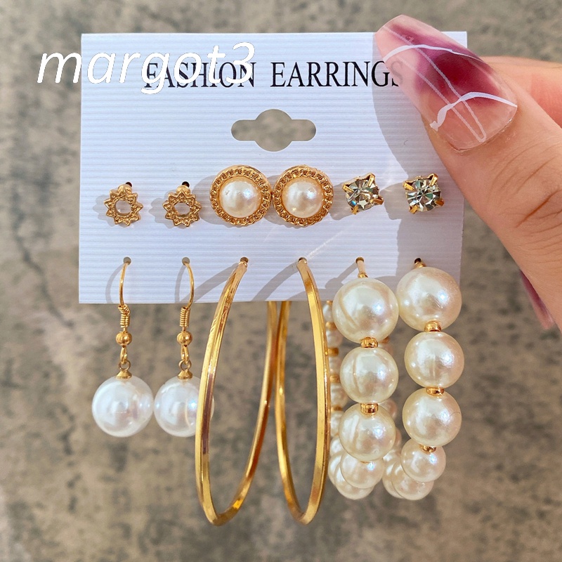 Set 6 Đôi Bông Tai Ngọc Trai Thời Trang Cho Nữ