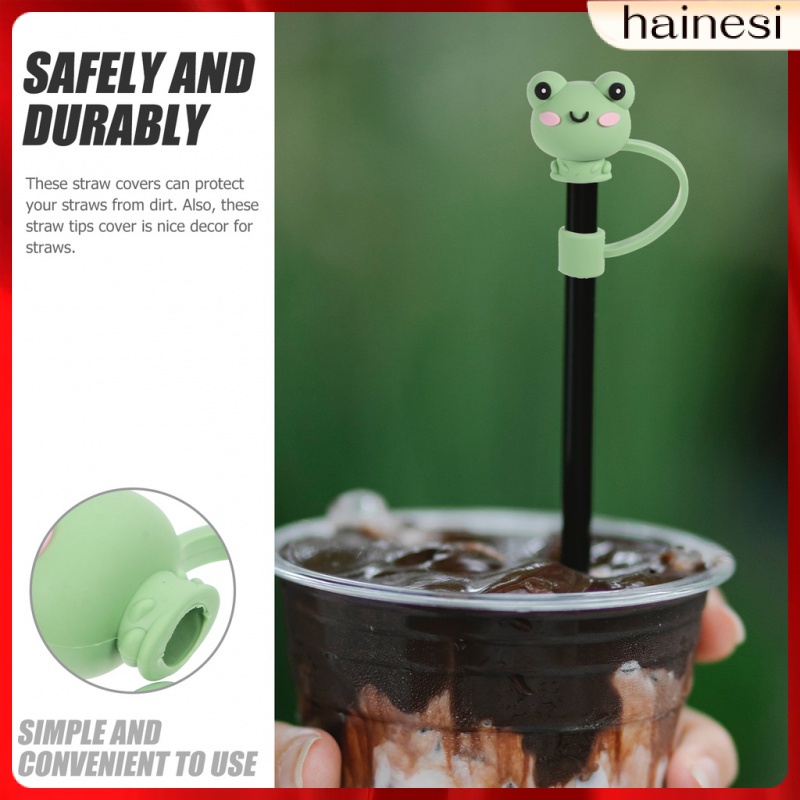 Set 8 Nắp Đậy Ống Hút Bằng Silicone Tái Sử Dụng Tiện Lợi