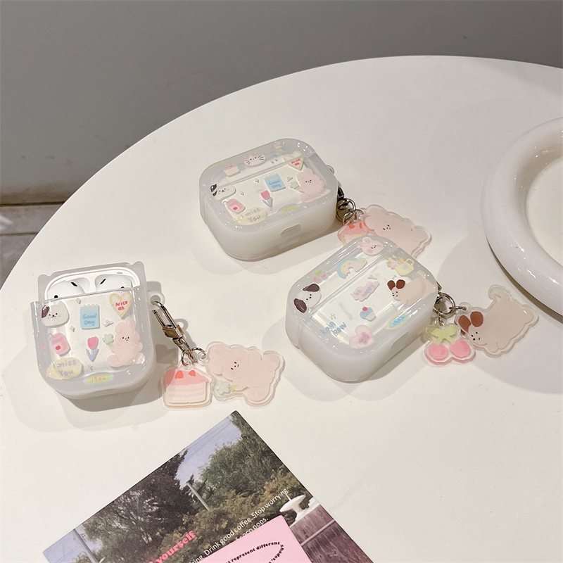 Vỏ Bảo Vệ Hộp Sạc Tai Nghe Bluetooth Không Dây Airpods1 / 2 3 Pro Pro2 Air Pods Pro 3 Hình Chú Cún Dễ Thương Ốp