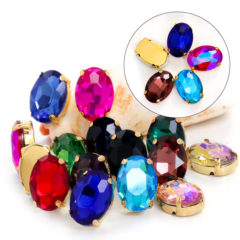 Bán Chạy Nhất Mũ / Túi Xách / Giày / Mũ Hình Oval Đế Kính Đính Kim Cương Pha Lê Lấp Lánh DIY