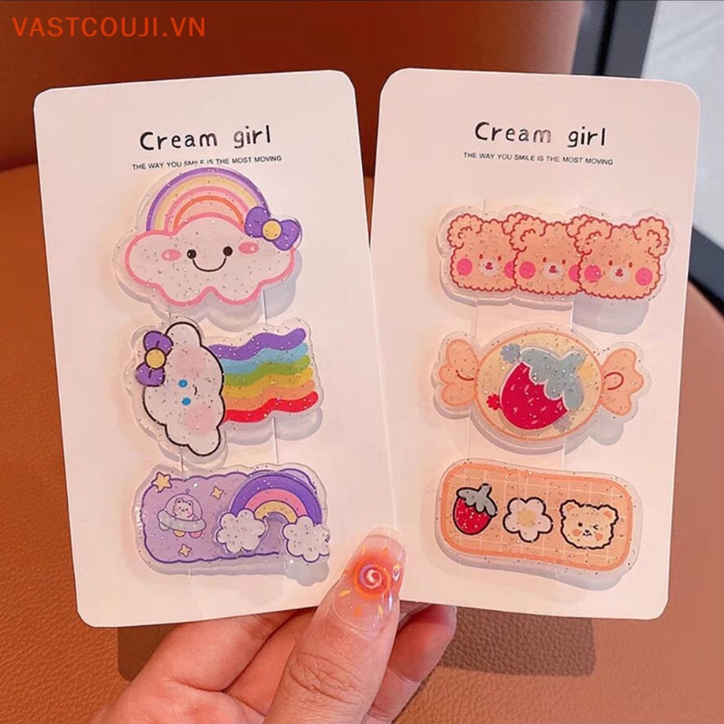 Bộ 3 Kẹp Tóc Hoạt Hình Xinh Xắn Cho Bé Gái