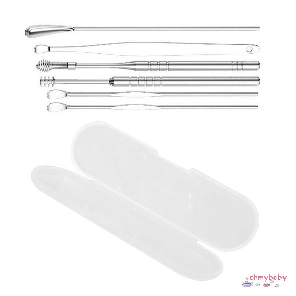 [InStock] Bộ 6 Thép Không Gỉ Xoắn Ốc Tai Chọn Thìa Ráy Loại Bỏ Bụi Di Động Đa Năng Chăm Sóc Dụng Cụ Làm Đẹp [Z/1]