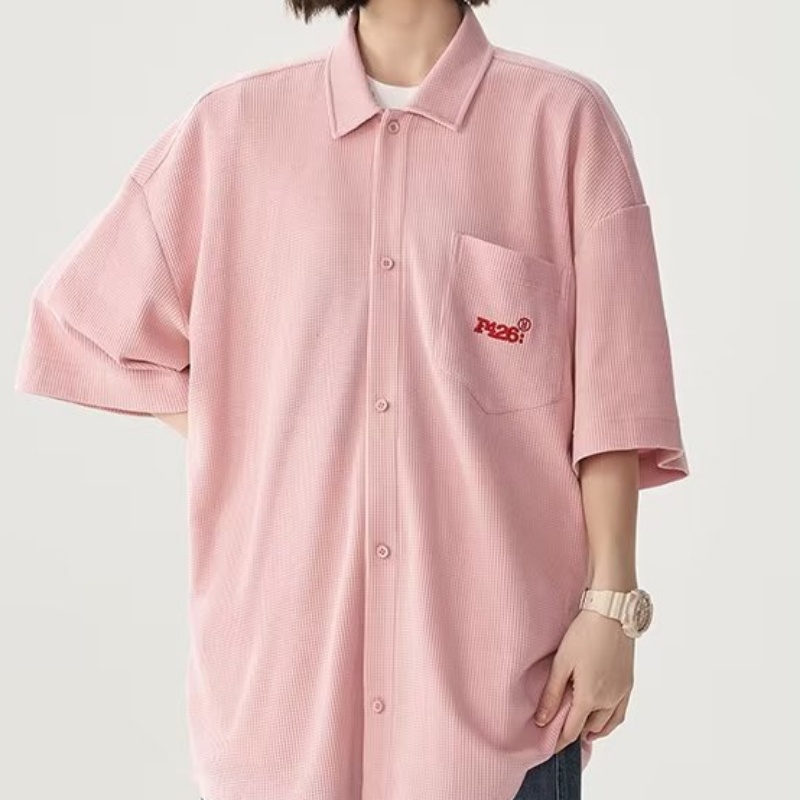 Áo Sơ Mi Tay Ngắn Dáng Rộng Phong Cách Nhật Bản Đơn Giản Thời Trang Cho Nam