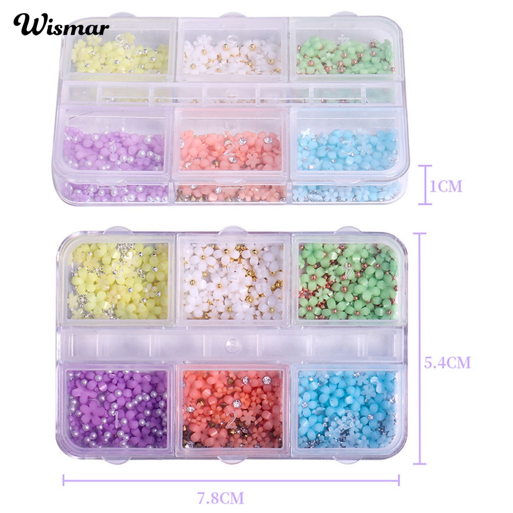 1 Hộp Phụ Kiện Trang Trí Móng Tay Lấp Lánh Nhiều Màu Sắc