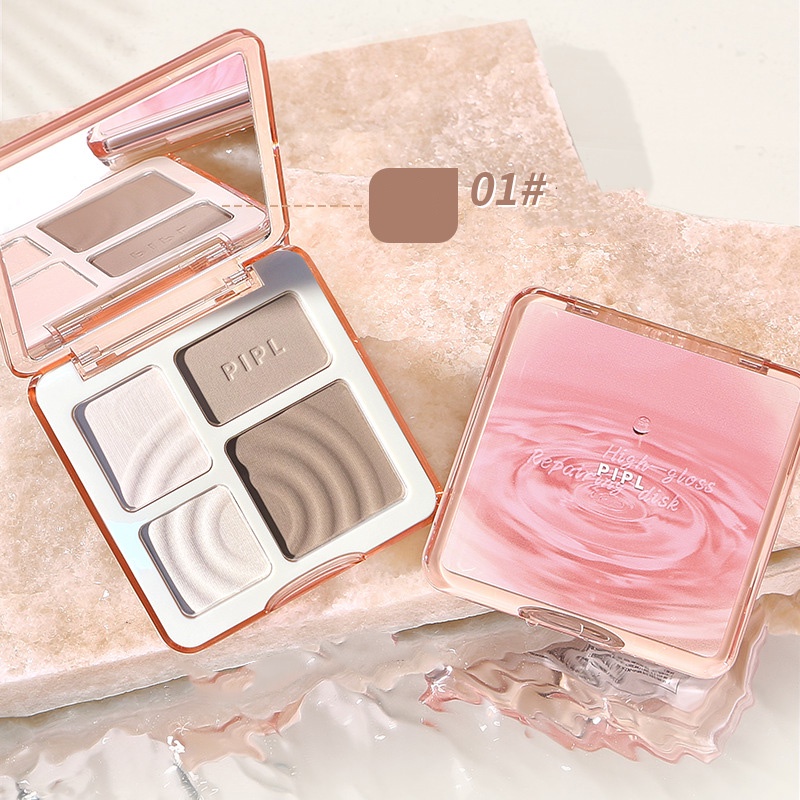 Bảng Phấn Bắt Sáng Bốn Màu Sắc Hiệu Ứng Lì / Ánh Nhũ Mượt Mà Không Dễ Phai Màu