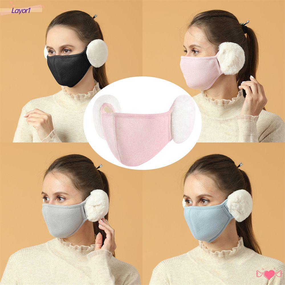 Chụp Tai Giữ Ấm 2 Trong 1 Bằng Vải Cotton Cho Nữ