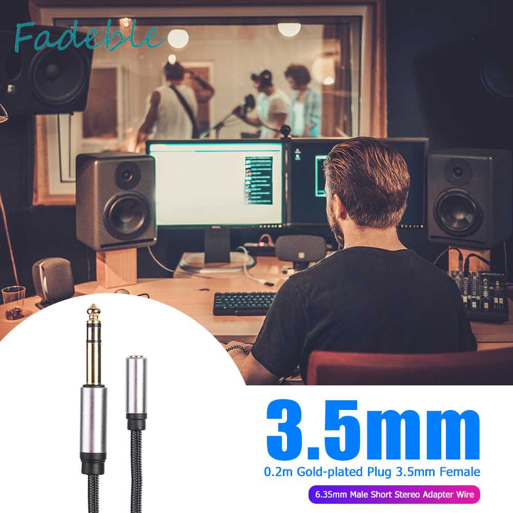 Dây Cáp Âm Thanh 0.2m Mạ Vàng Chuyển Đổi Đầu Cái 3.5mm Sang Đầu Đực 6.35mm