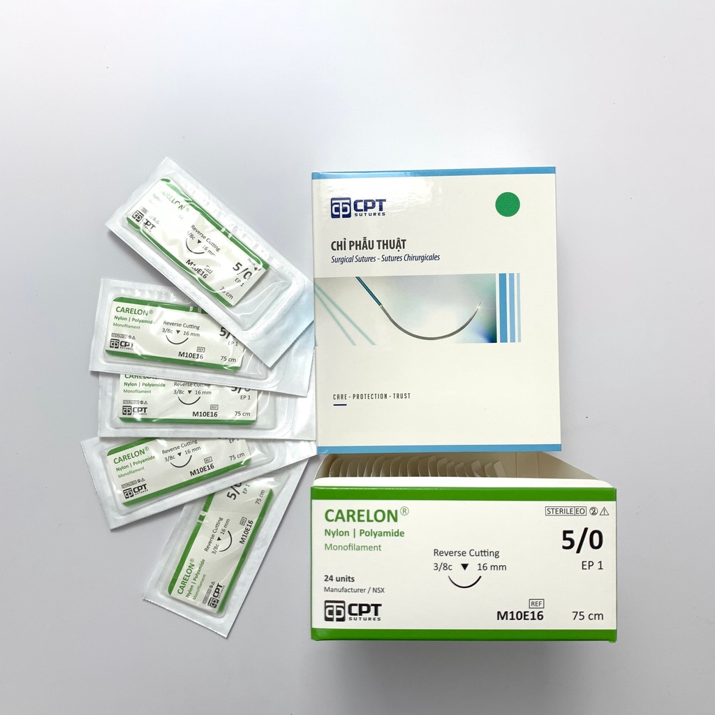 Lẻ 1 tép chỉ phẫu thuật CPT Carelon Silk Prolene CATGUT dùng khâu da, nhấn mí má lúm , thẩm mỹ không tan, tan châmj