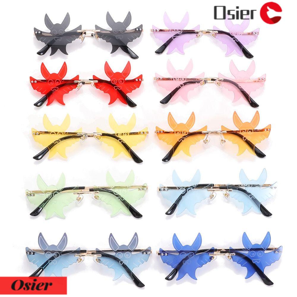 OSIER1 Kính Mát Hình Dơi Không Viền 1 Thời Trang Halloween