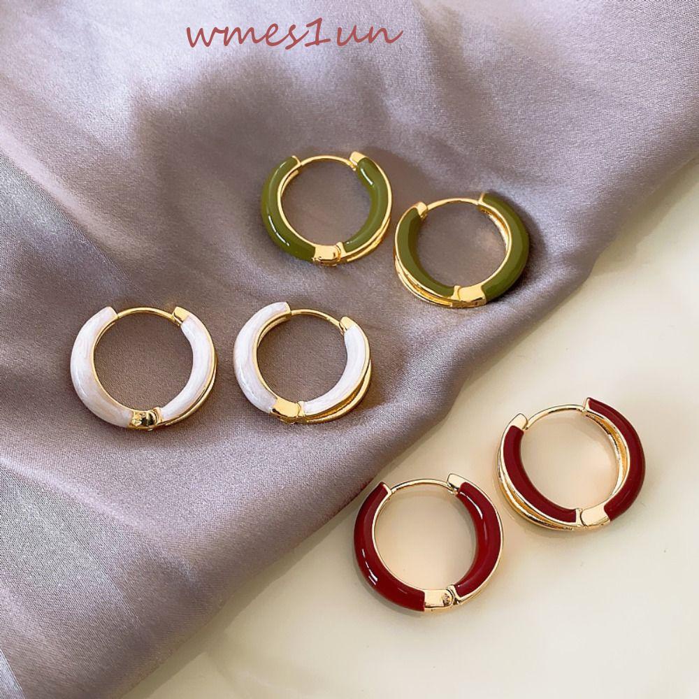 Bông Tai Hợp Kim Dạng Vòng Màu Sắc Tinh Tế Phong Cách Hàn Quốc WMES15H