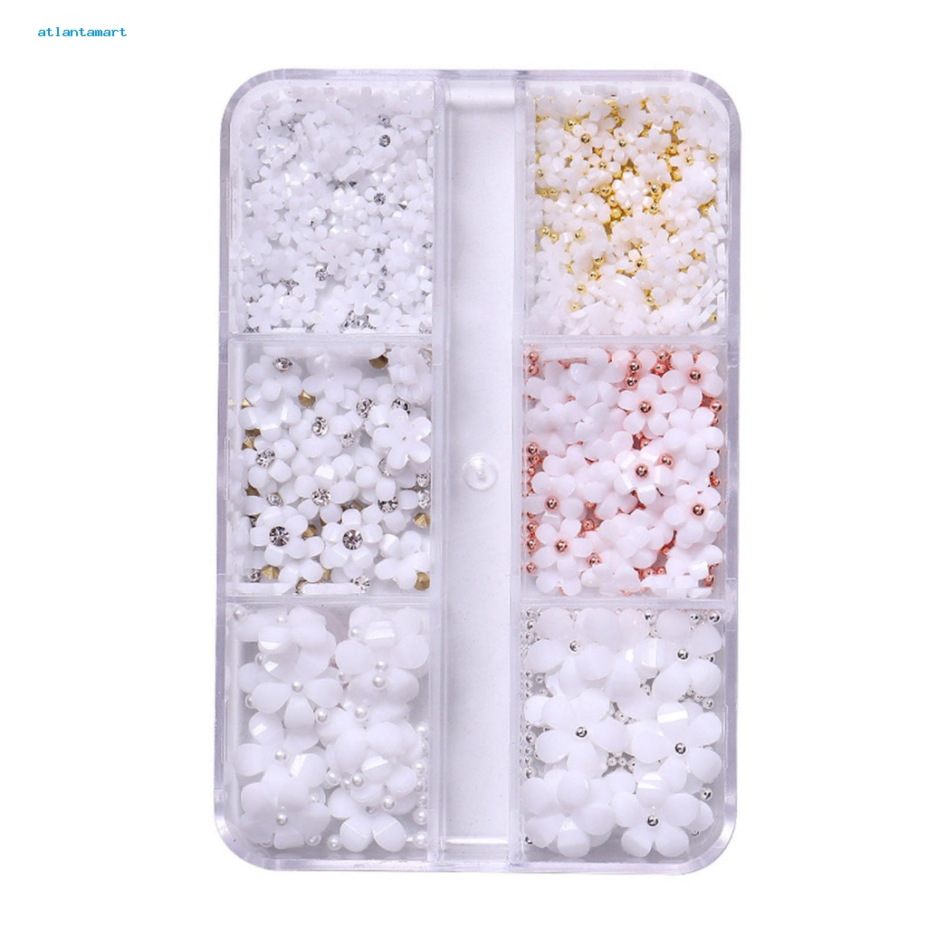 Túi Đựng Đồ Dùng Cao Cấp Tiện Dụng| 1 Hộp 6 Ngăn Đựng Hạt Ngọc Trai / Đá Tròn Bằng Nhựa Dùng Trang Trí Móng Tay DIY