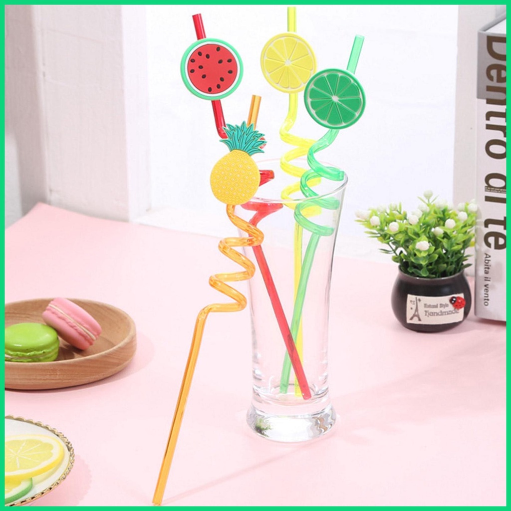 Bộ 4 Ống Hút Cong Bằng PVC Họa Tiết Hoạt Hình Dễ Thương Trang Trí Tiệc Sinh Nhật Cho Bé