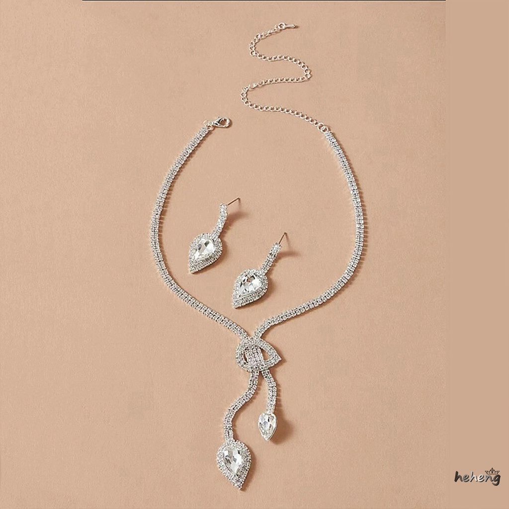 Bộ Vòng cổ + Bông Tai HợP Kim ĐíNh Đá Thanh LịCh