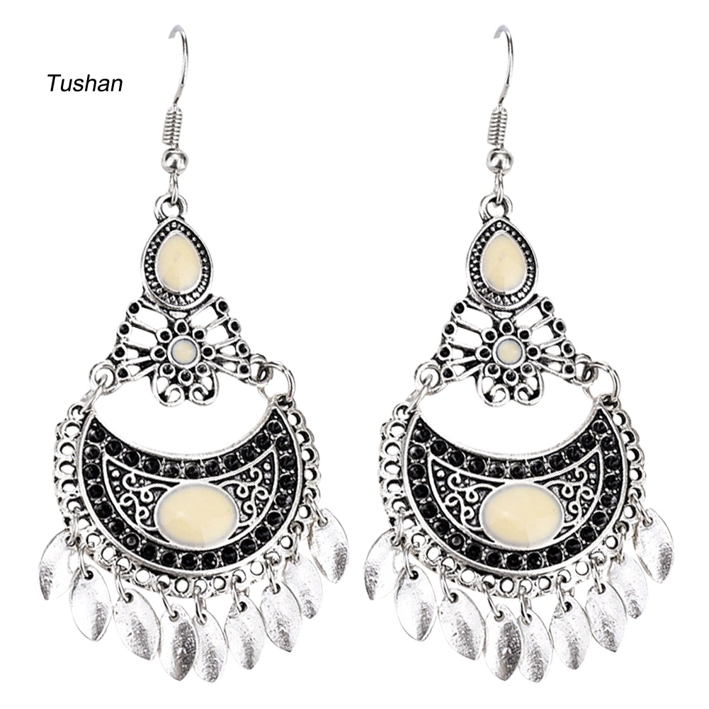 Bông Tai Hình Học Đính Đá Nhân Tạo Phong Cách Bohemian Thời Trang