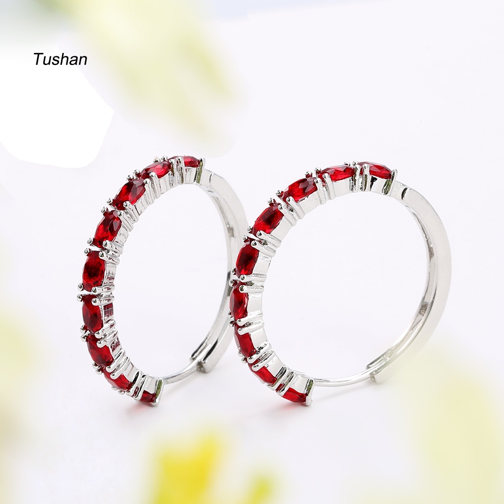 Khuyên Tai Kim Loại Khoen Tròn Đính Đá Thời Trang Cho Nữ