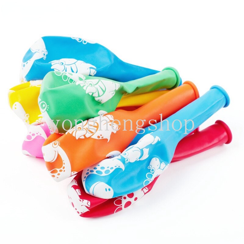 Set 10 Bong Bóng 12inch Hình Khủng Long Hoạt Hình Nhiều Màu Trang Trí Tiệc Sinh Nhật Cho Bé