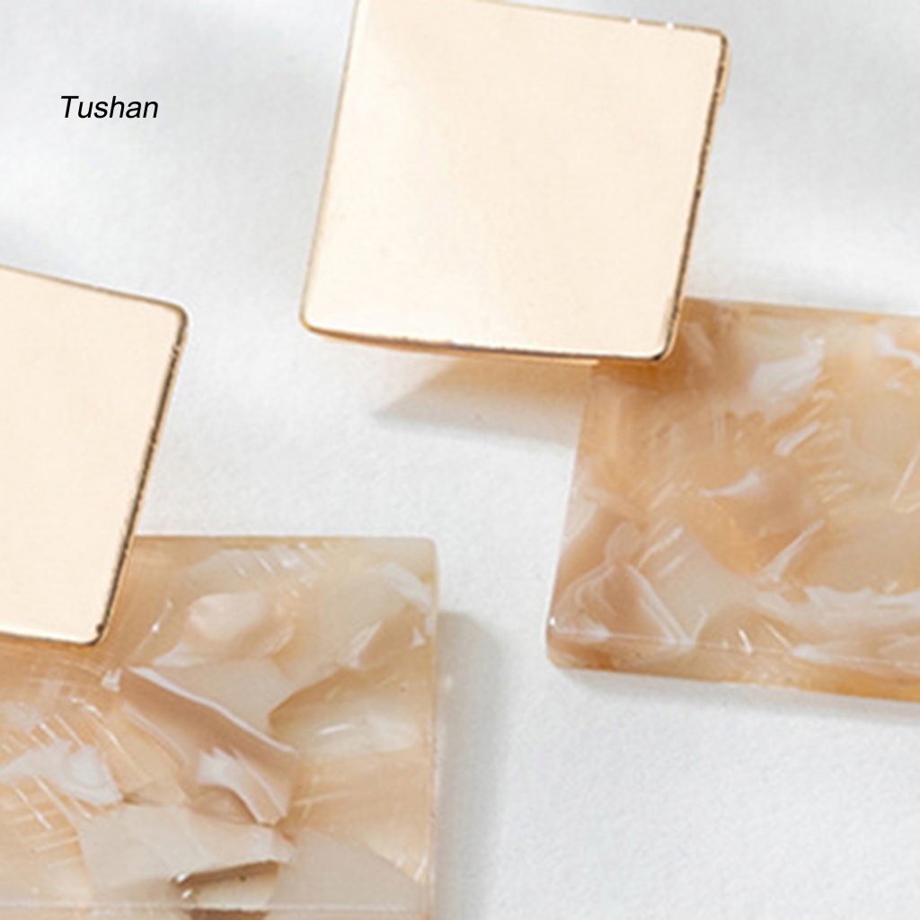 1 Đôi Bông Tai Hình Học Màu Sắc Tương Phản Phong Cách Vintage Dành Cho Nữ