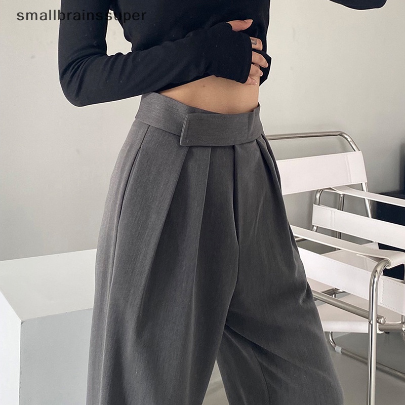 Quần Chiffon Ống Rộng Lưng Cao Xếp Ly Phong Cách Hàn Quốc Thời Trang Xuân Hè Cho Nữ