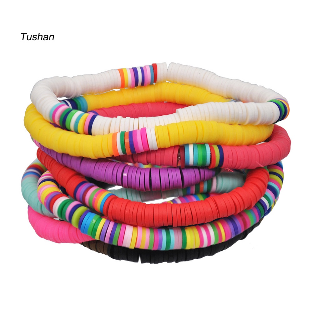 Set 5 / 7 Vòng Tay Chuỗi Hạt Màu Sắc Cầu Vồng Phong Cách Boho