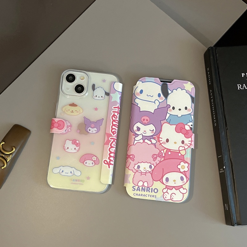 Ốp Điện Thoại Dẻo Trong Suốt Họa Tiết Hoạt Hình Sanrio Kèm Giá Đỡ Chống Sốc / Rơi Cho iPhone 14 13 12 11 Pro Max 14