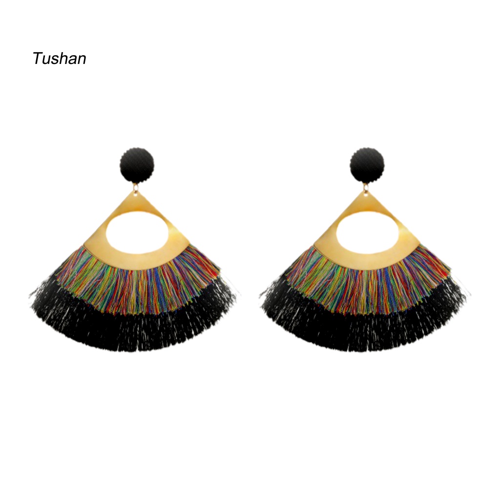 1 Cặp Bông Tai Dáng Dài Đính Tua Rua Phong Cách Bohemian Thời Trang