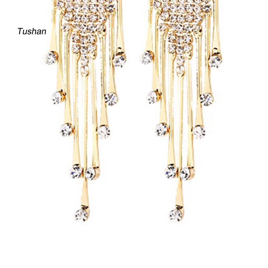 1 Đôi Bông Tai Tua Rua Đính Đá Thời Trang