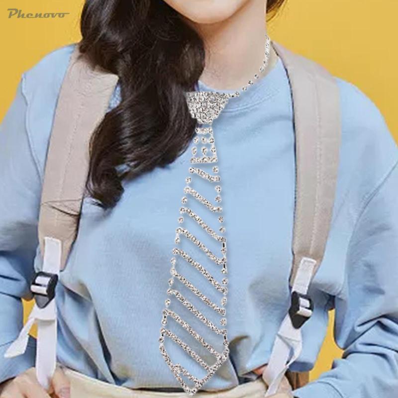 Vòng Cổ Hình Cà Vạt Đính Đá Giả Kim Cương