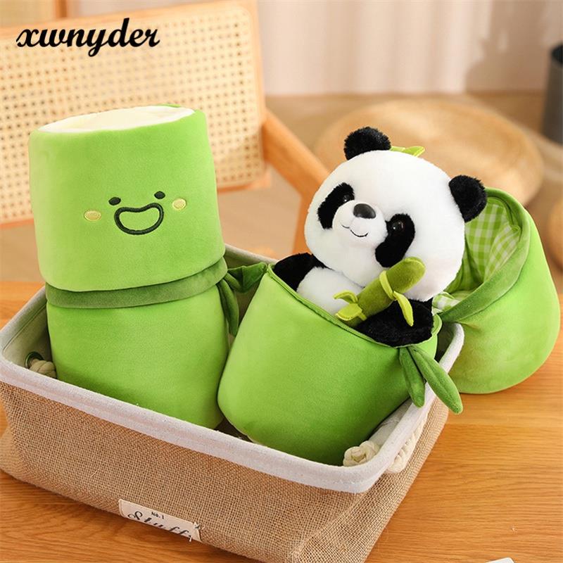 New ✨gấu Trúc 2 Trong 1!✨tik Tok! 25cm Gấu Trúc Dễ Thương Với Ống Tre, Chất Liệu Mềm Mại Hoạt Hình Hình Gấu Trúc Gấu Búp Bê Bé Búp Bê Cổ Điển Trẻ Em Quà Tặng Sinh Nhật