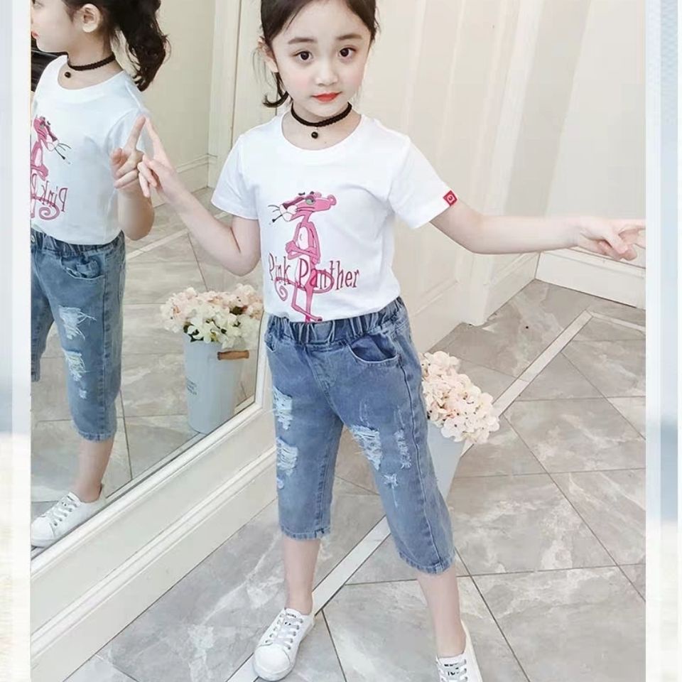 Quần Denim Mỏng Phong Cách Mới Mùa Hè 2023 Kích Thước Vừa Với 7 Điểm Cho Bé Gái SCM6